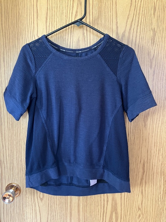 Calvin Klein Tops - Calvin Klein Navy Short-Sleeve Mesh Knit Top